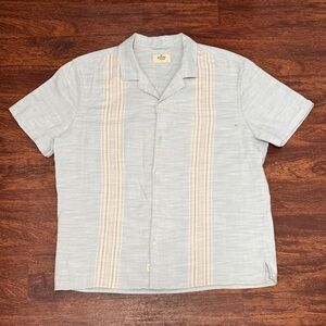 Marine Layer Shirt Mens Marge M/L Seafoam With Stripes Button Up Short Sleeve